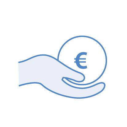 Eine Hand hält eine symbolische Euro-Münze