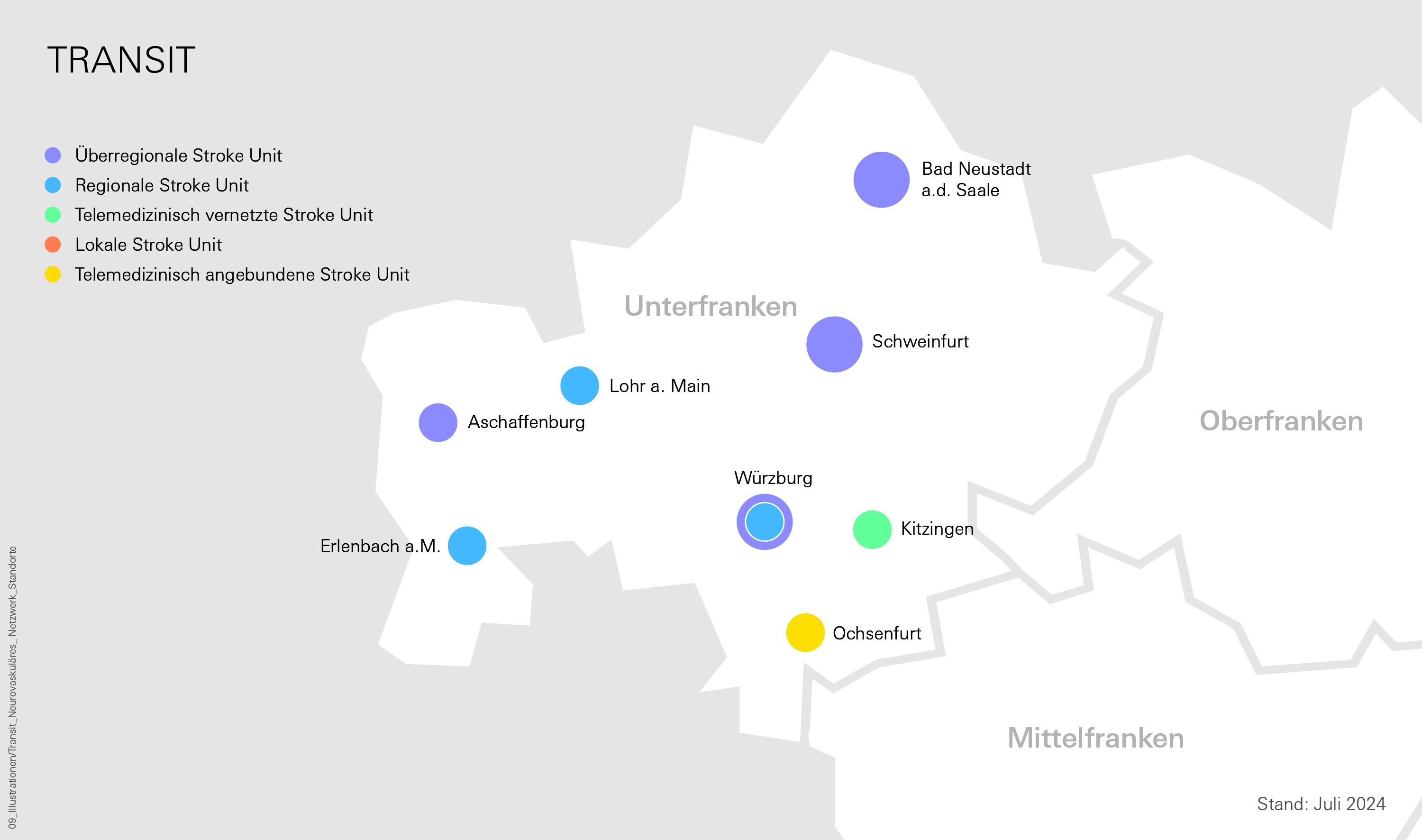 Karte Stroke Units Unterfranken