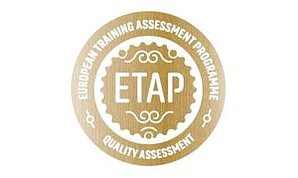 Logo des ETAP-Siegel mit dem Text: "ETAP - European Training Assessement Programme - Quality Assessment"