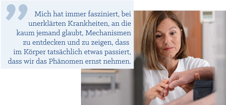 Zitat von Prof. Sommer: Mich hat immer fasziniert, bei unerklärten Krankheiten, an die vielleicht kaum jemand glaubt, Mechanismen zu entdecken und zu zeigen, dass im Körper tatsächlich etwas passiert, dass wir das Phänomen ernst nehmen.