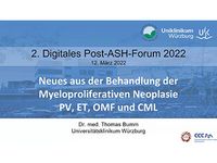 Videovortrag zu "Neues aus der Behandlung der Myeloproliferativen Neoplasie PV, ET, OMF und CML"