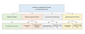 Flussdiagramm zur Zusammenfassung der Wahl der fertilitätsprotektiven Maßnahme in einem FertiPROTEKT-Zentrum bei Frauen in Abhängigkeit von der onkologischen Therapie