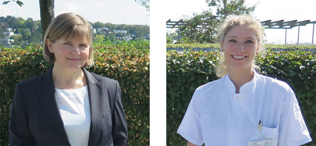 Portraitfotos von Privatdozentin Dr. Malgorzata Burek (links) und Dr. Carolin Curtaz